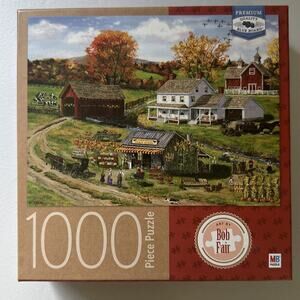 Scarecrow Farm Stand Big Ben 1000 Piece Puzzle by Bob Fair